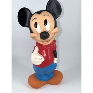 Mickey Mouse Piggy Bank Plastic Vinyl Coin Slot Walt Disney ILLCO 1970s‎ Vintage
